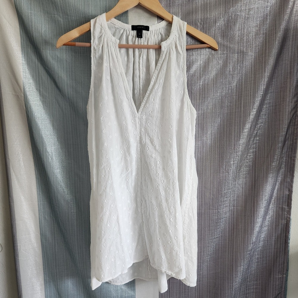 J.Crew Womens White Swiss Dot Gauzy Cottagecore Garden Picnic XS Textured Flowy